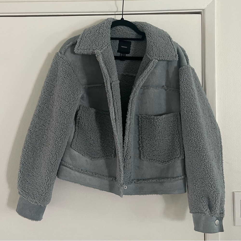 Forever 21 - faux shearling and suede jacket (blue)